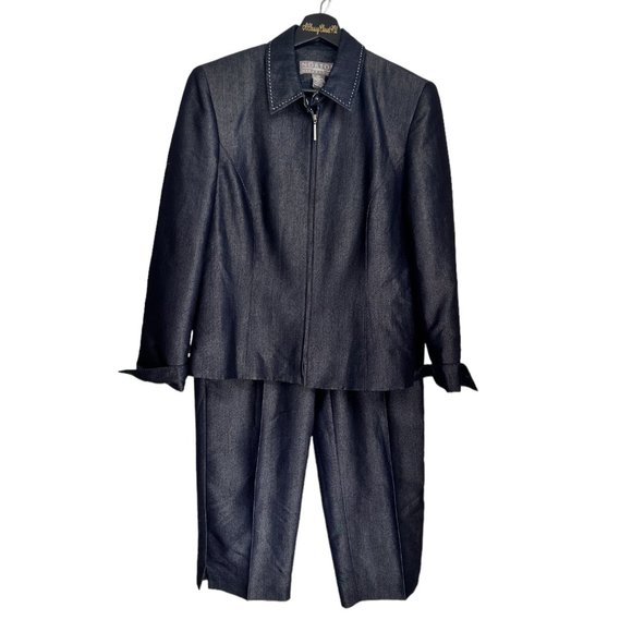 Norton McNaughton Navy Blue Zip Front Pantsuit 10P - Picture 3 of 16